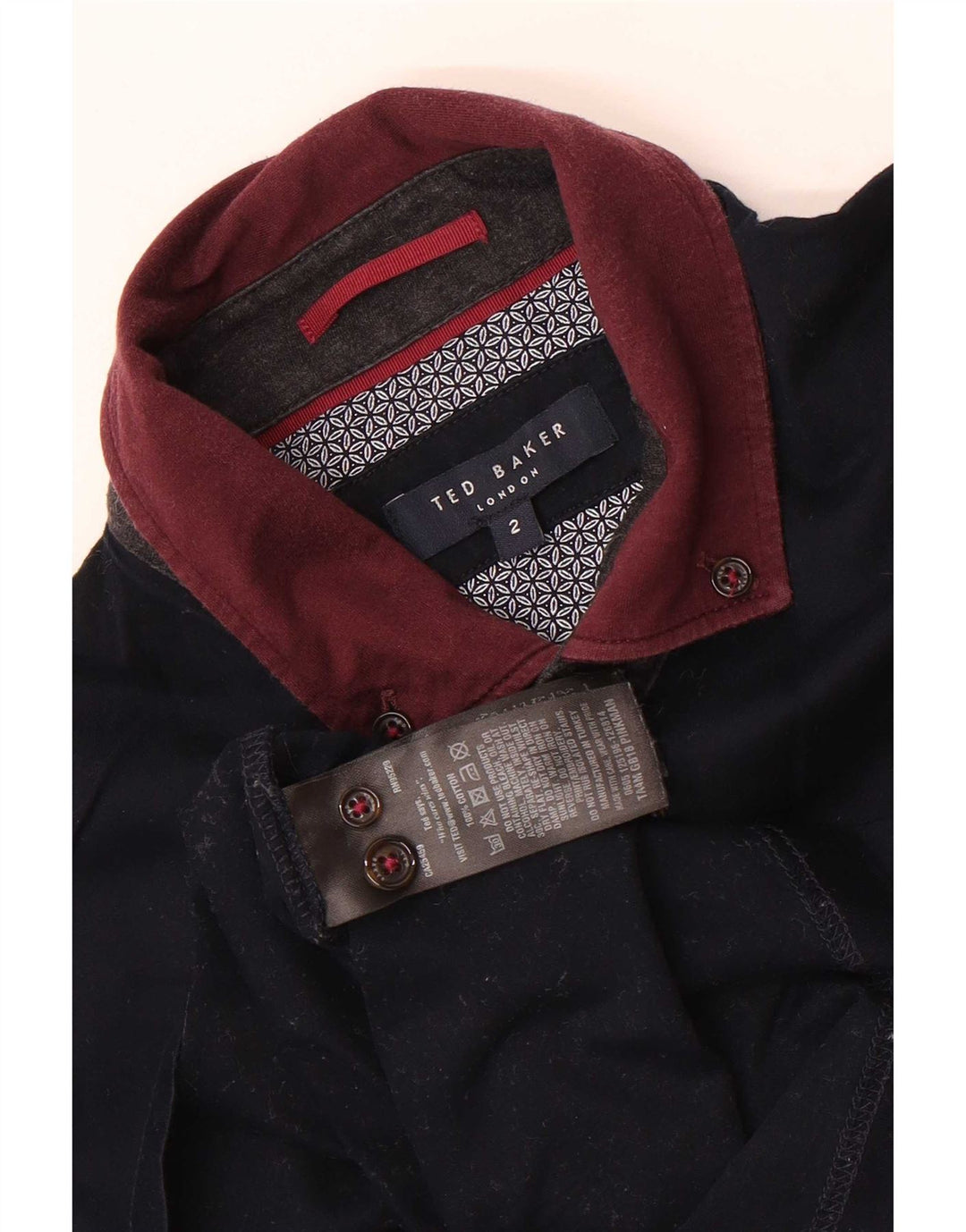 Ted Baker Herren-Poloshirt, Größe 2, klein, marineblau, Colourblock-Baumwolle
