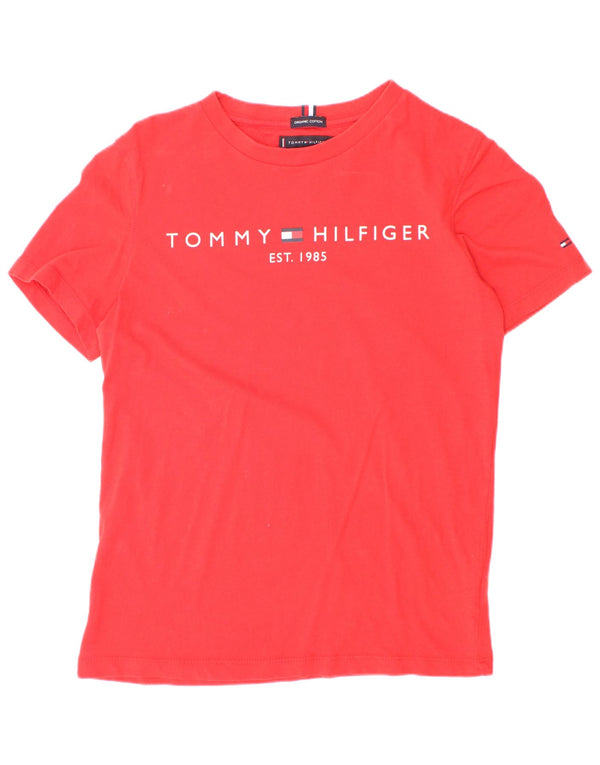 Tommy Hilfiger Jungen-T-Shirt mit Grafik, 11–12 Jahre, rote Baumwolle