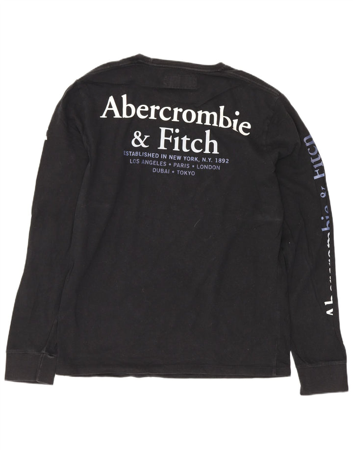 Abercrombie & Fitch Herren-Grafik-Oberteil, langärmelig, mittelschwarz, Baumwolle