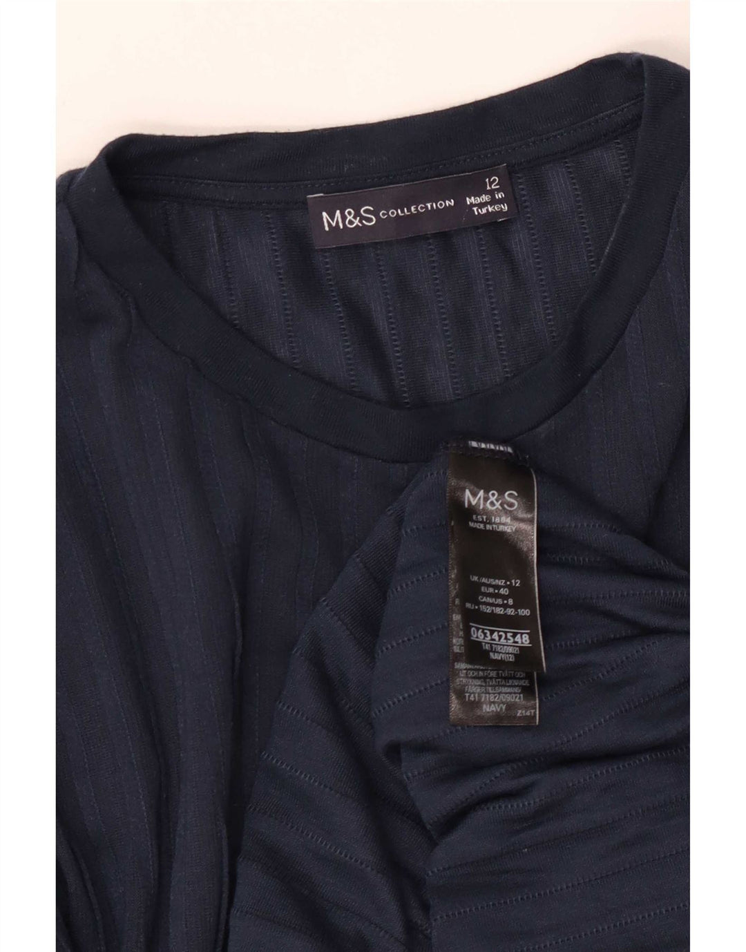 Marks & Spencer Damen Top Langarm UK 12 Medium Marineblau Polyester