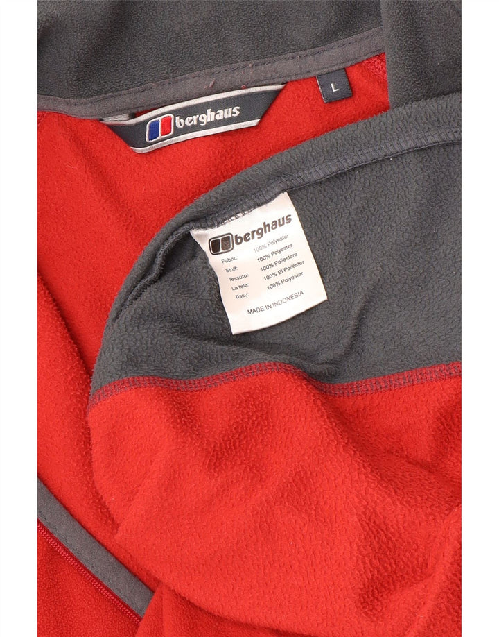 Berghaus Herren-Fleecepullover mit Reißverschluss am Hals, großes rotes Farbblock-Polyester