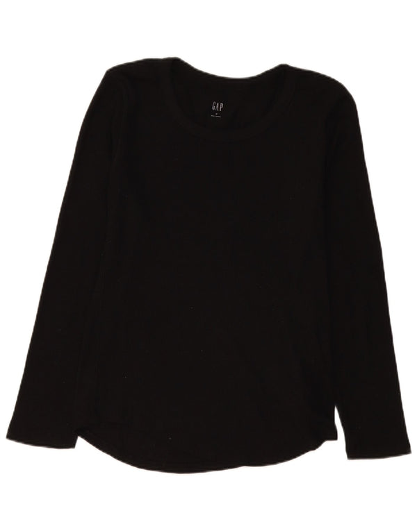 Gap Damen Top Langarm UK 12 Medium Schwarz Baumwolle