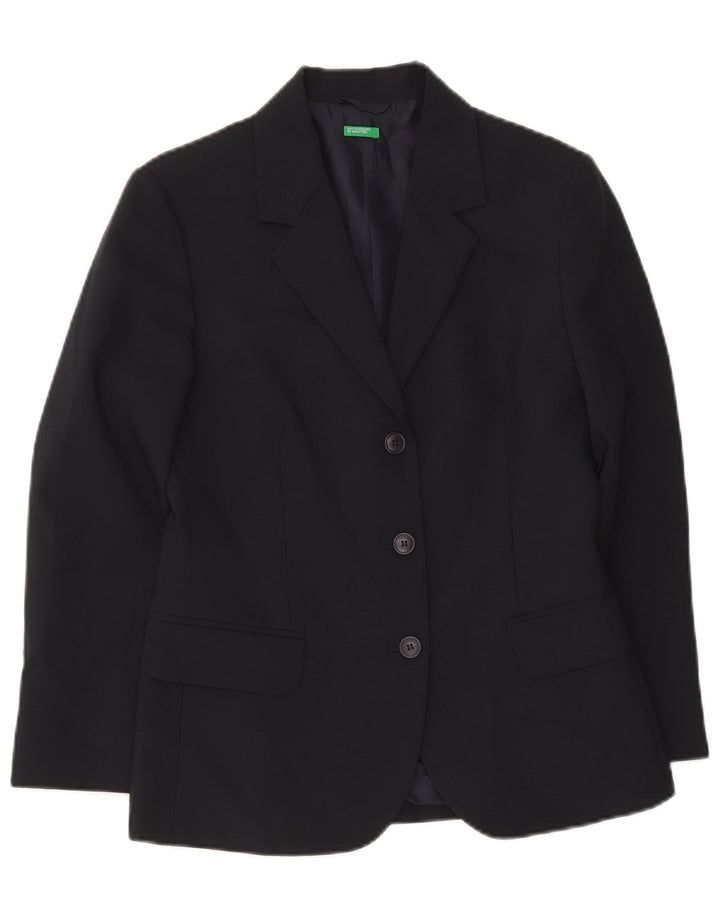 Benetton Damen-Blazerjacke mit 3 Knöpfen, IT 42, Mittelmarineblau, Polyester