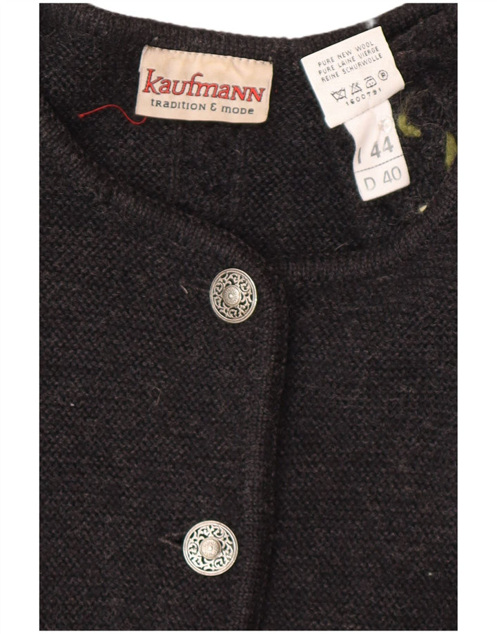 KAUFMANN Damen-Cardigan-Pullover IT 44 Mittelgraue geblümte Wolle