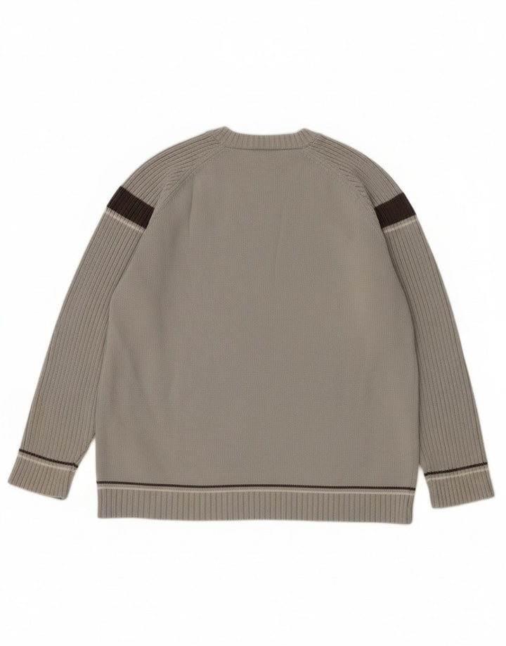 Kickers Herren-Pullover mit Rundhalsausschnitt aus mittelgrauer Colourblock-Baumwolle