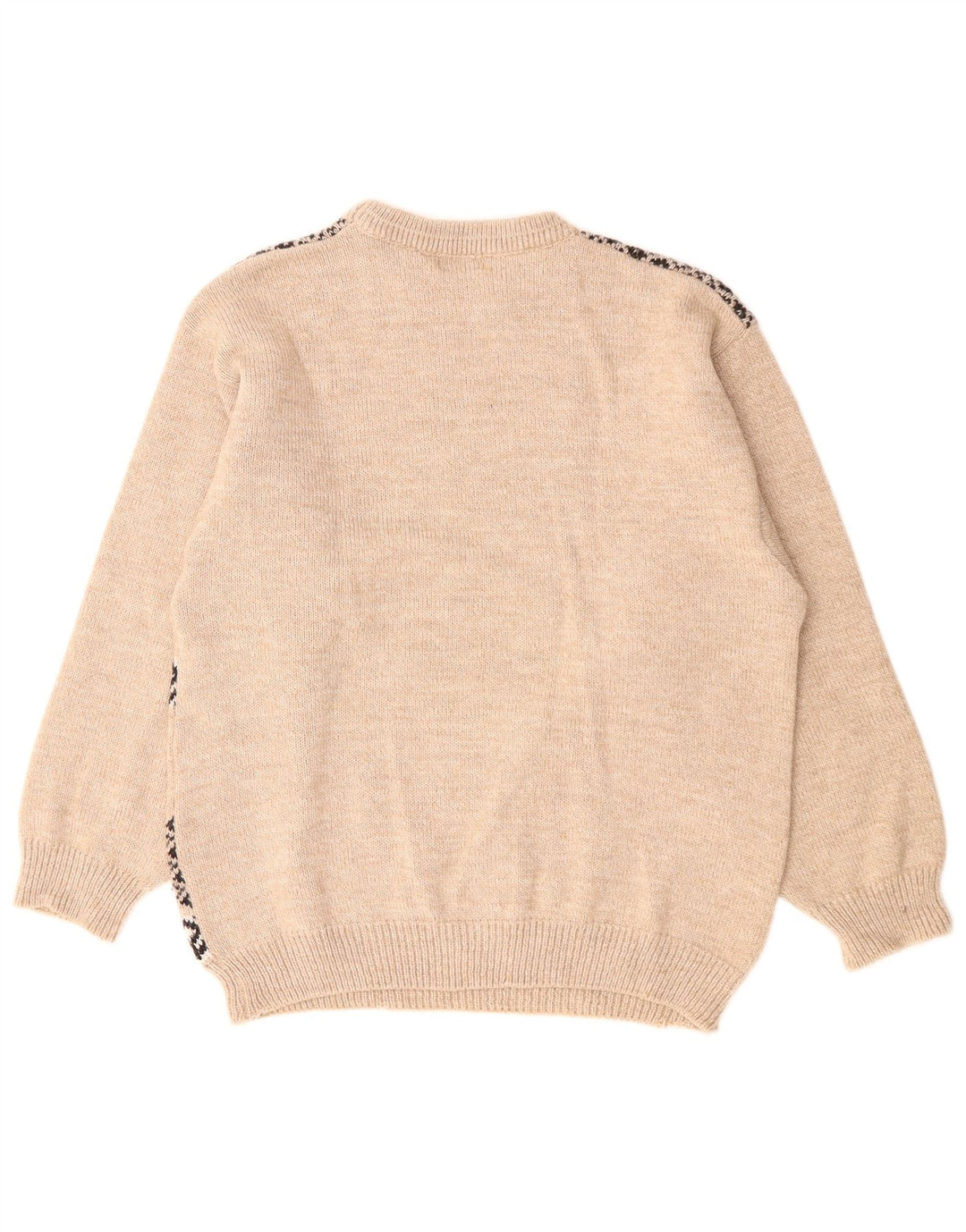 Barisal Herren-Pullover mit U-Boot-Ausschnitt, mittelbeigefarbenes Fair-Isle-Polyacryl