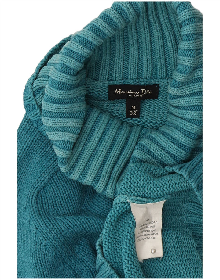 Massimo Dutti Damen-Pullover mit Rollkragen, UK 12, mittelblaue Baumwolle