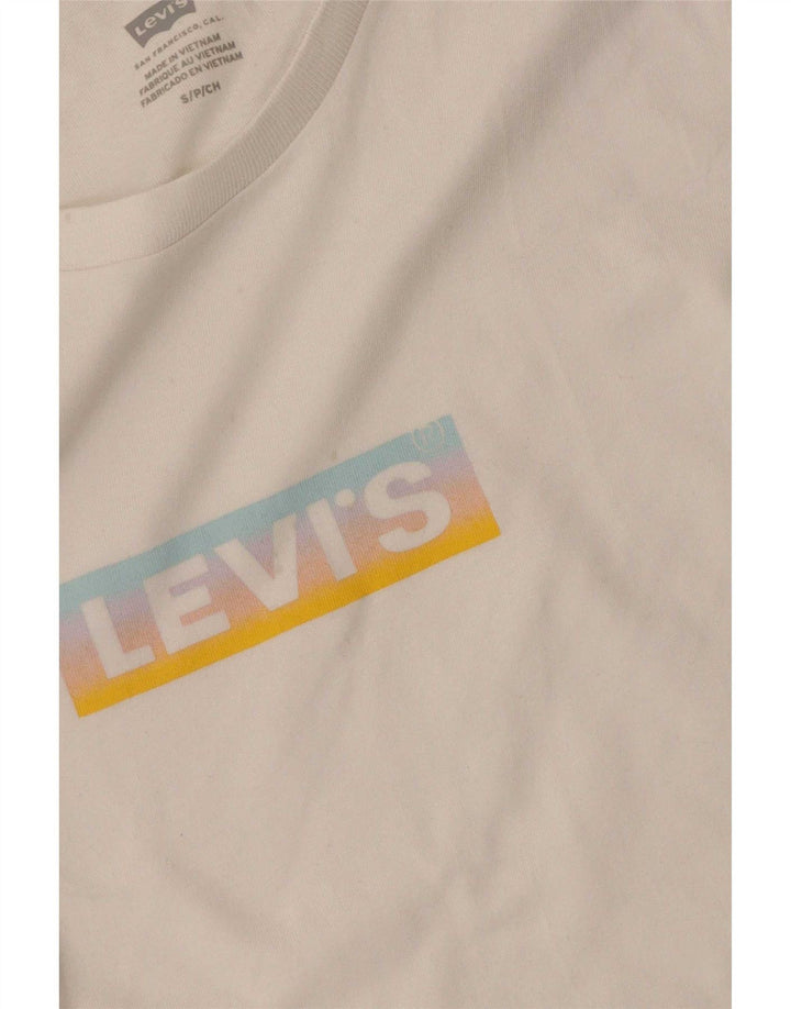Levi's Damen-T-Shirt mit Grafik, UK 8, Größe S, weiße Baumwolle