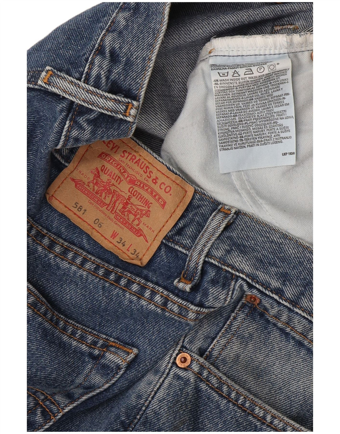 Levi's Herren 581 Straight Jeans W34 L34 Blaue Baumwolle