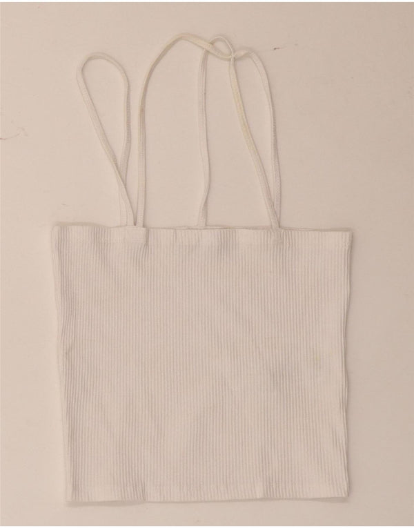 Zara Damen Crop Neckholder Top UK 8 Small Weiße Baumwolle