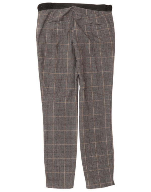 Zara Damen Slim Anzughose XS W24 L27 Grau kariertes Polyester