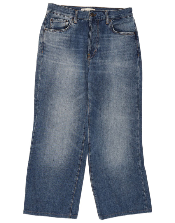 Zara Damen Crop Straight Jeans EU 36 XS W26 L26 Blau