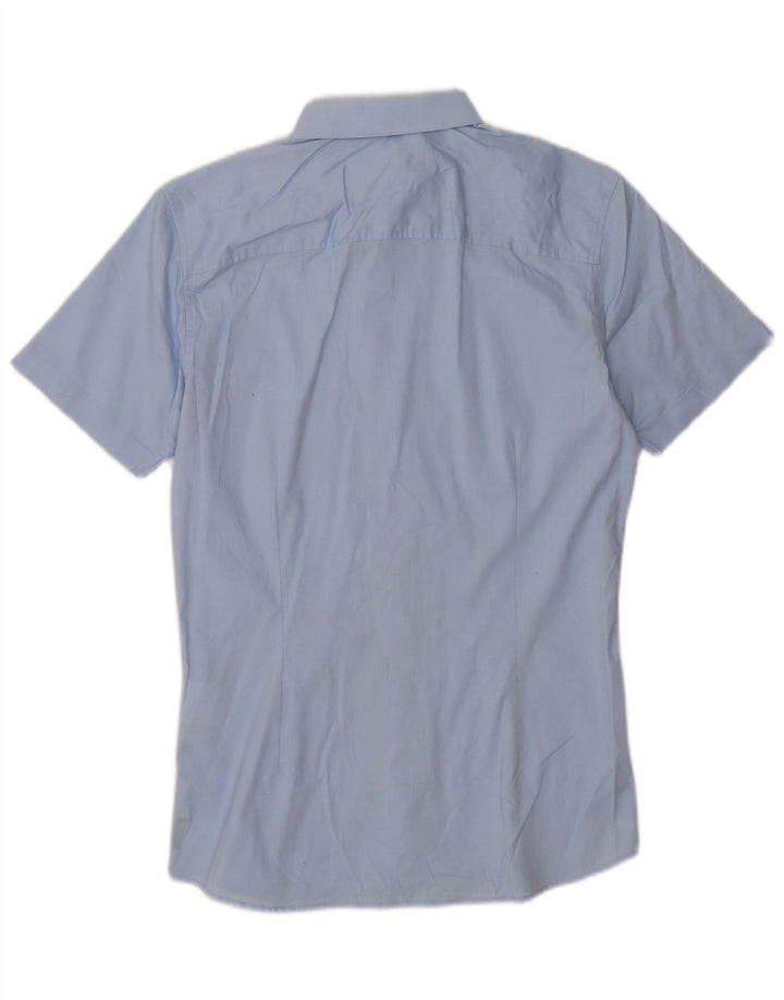 Jack & Jones Herren-Kurzarmhemd, Größe 40, mittelblaue Baumwolle