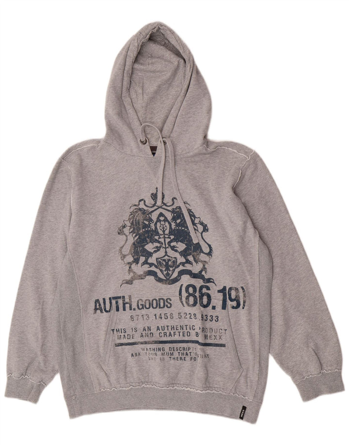 Mexx Herren-Kapuzenpullover mit Grafik, 2XL, graue Baumwolle