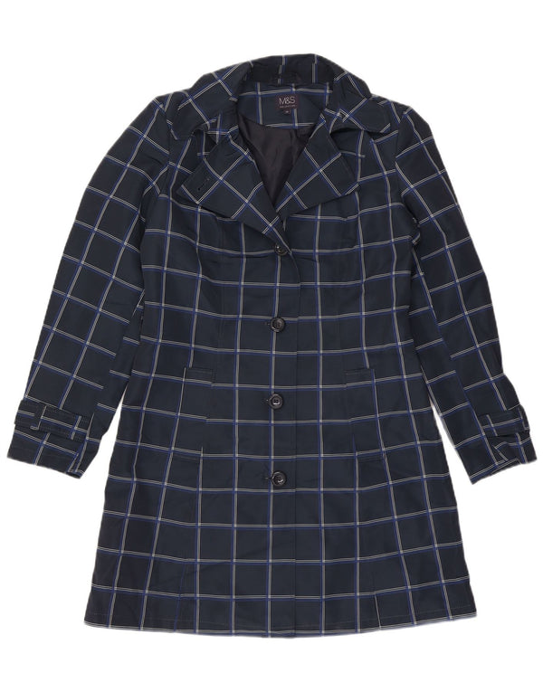 Marks & Spencer Damen Trenchcoat UK 10 Small Marineblau kariertes Polyester