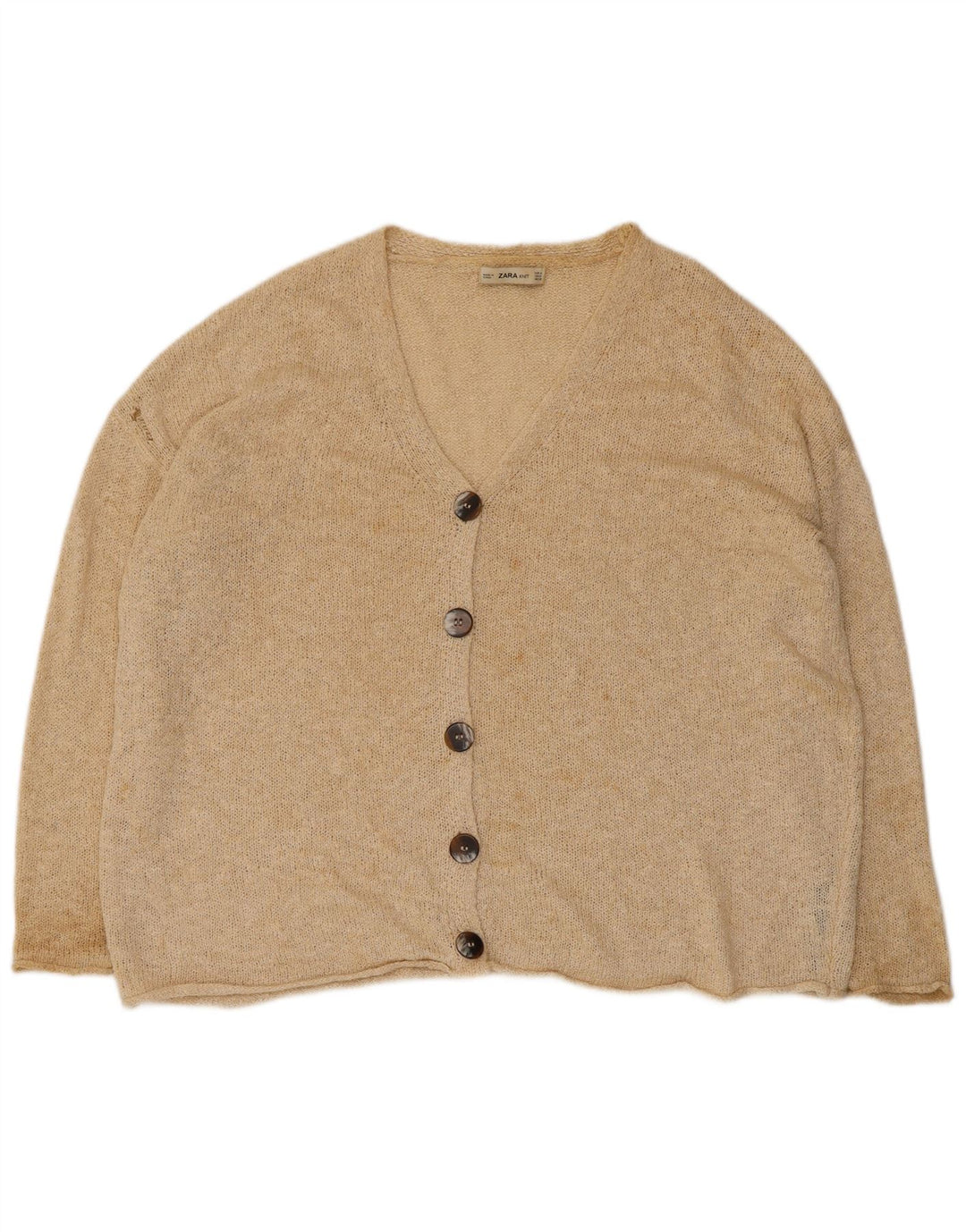 Zara Damen-Strickjacke in Übergröße, Gr. 14, Mittelbeige, Acryl
