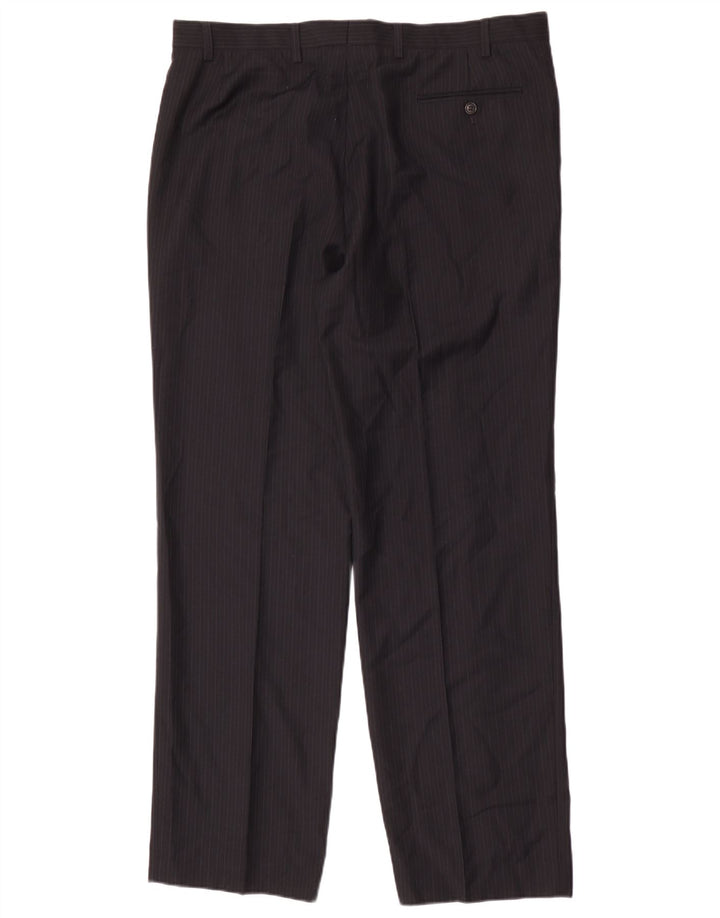 Marks & Spencer Herrenanzughose W38 L33 Marineblau gestreiftes Polyester