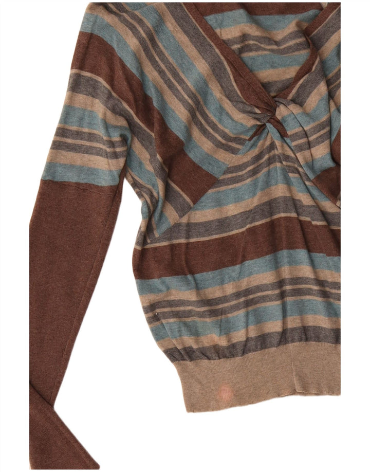 MONSOON Damen-Pullover mit V-Ausschnitt, Gr. 12, mittelgroß, mehrfarbig, gestreift