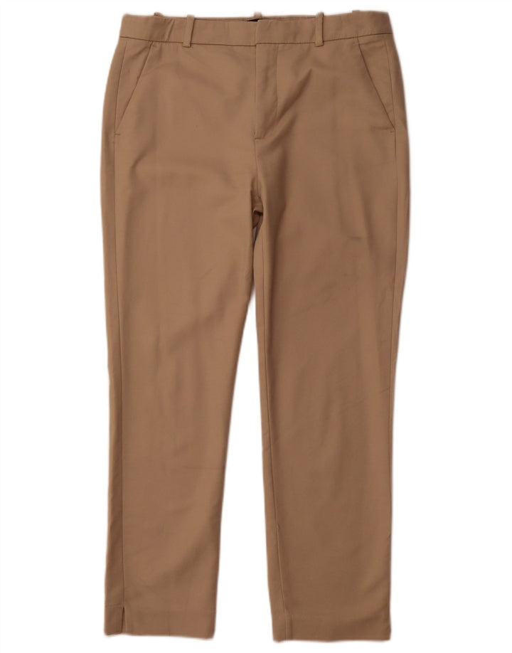 ZARA Damen Basic Tapered Chinohose EU 38 Small W28 L25 Braune Baumwolle
