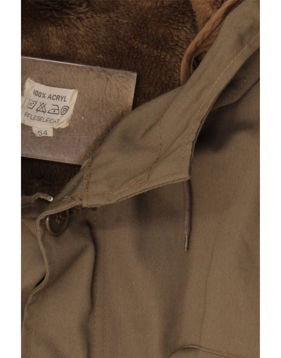 VINTAGE Herren Militär-Parka mit Kapuze IT 54 2XL Khaki Baumwolle
