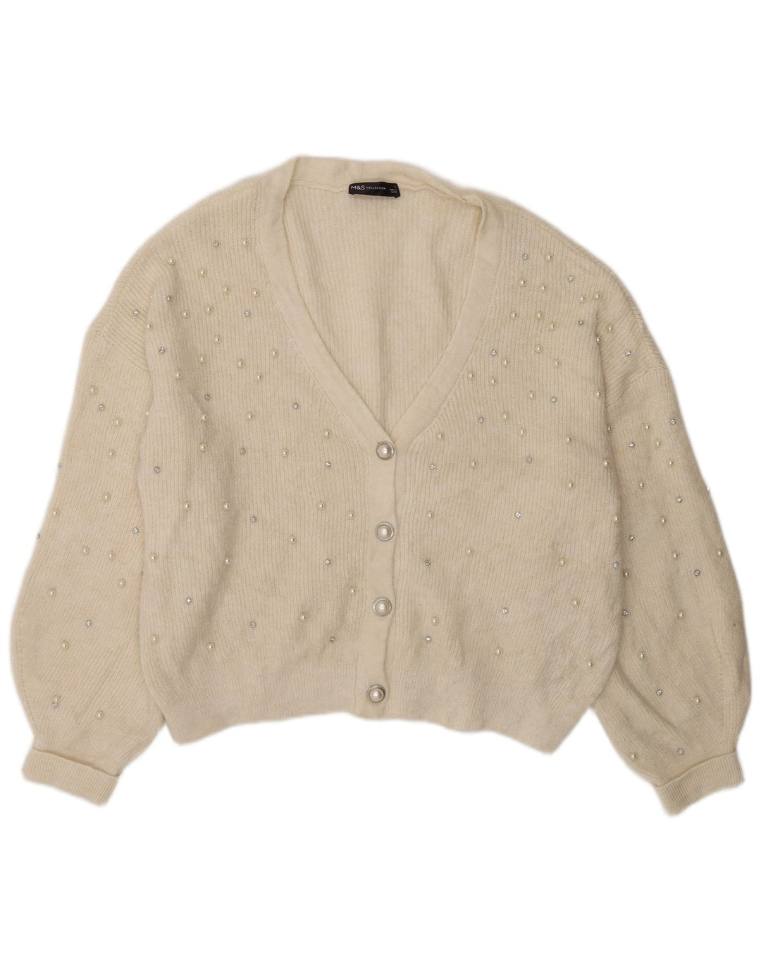 Marks & Spencer Damen-Strickjacke in Übergröße, Gr. 16, groß, gebrochenes Weiß