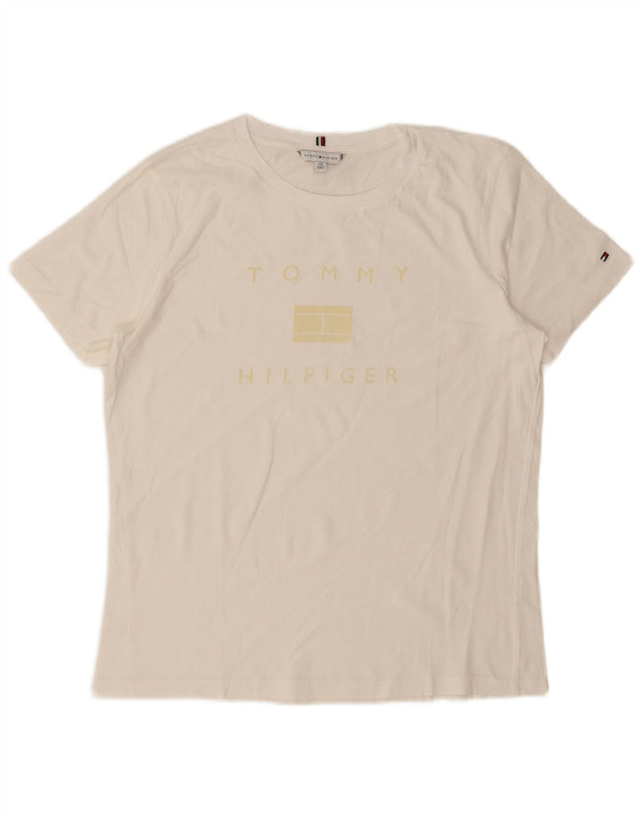 Tommy Hilfiger Damen T-Shirt Top UK 16 Large Weiß