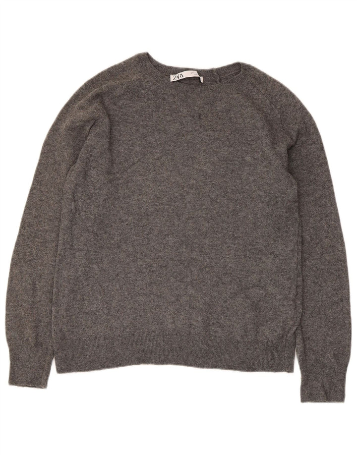 ZARA Damen-Pullover mit U-Boot-Ausschnitt, Gr. 14, Mittelgrau