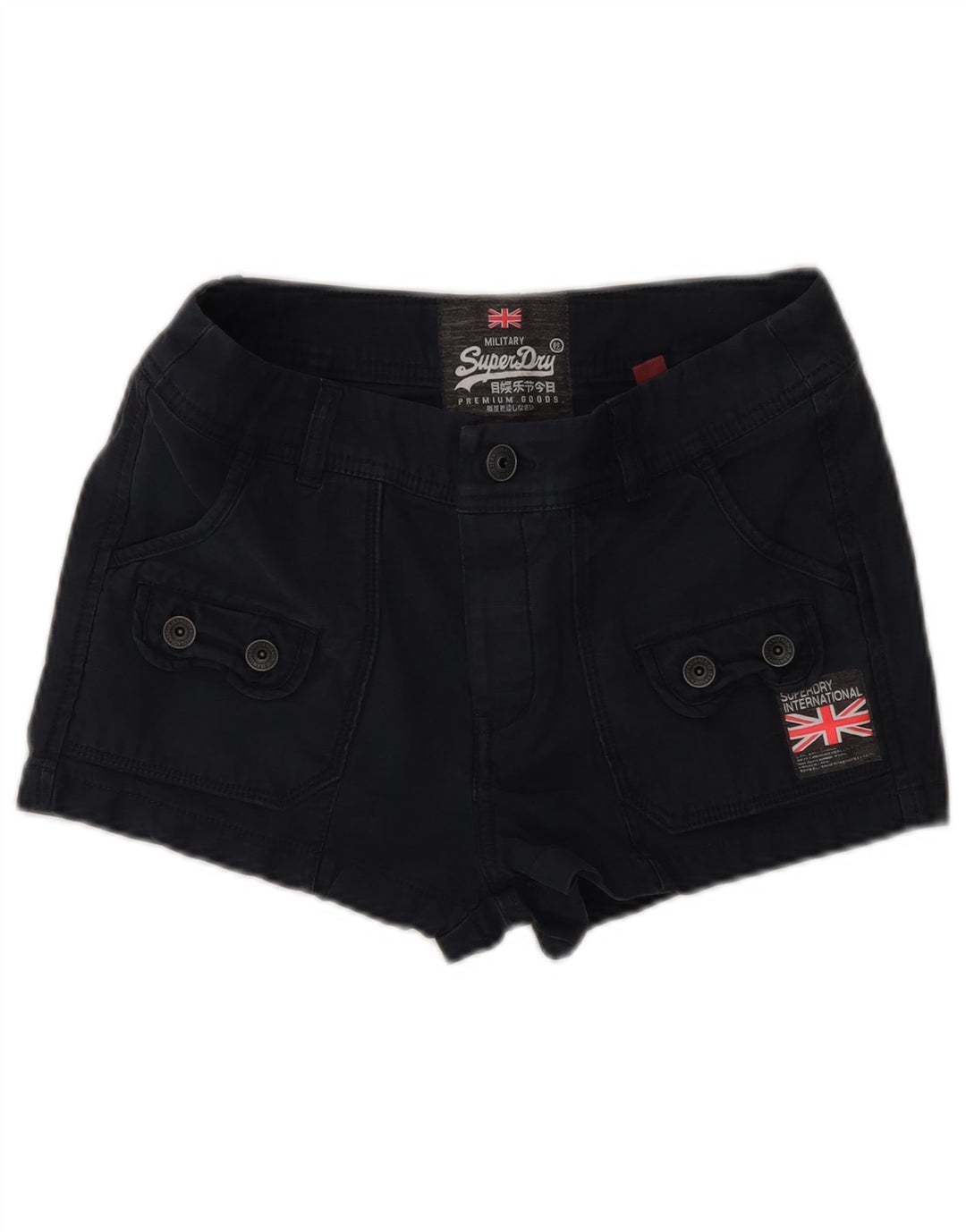 Superdry Damen Cargoshorts XS W28 Schwarze Baumwolle