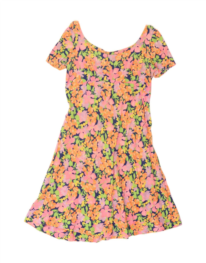 VINTAGE Womens A-Line Dress UK 12 Medium Multicoloured Floral Vintage Vintage and Second-Hand Vintage from Messina Hembry 
