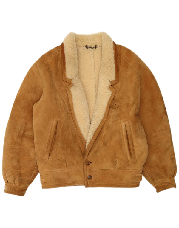 Vintage Herren Shearling Jacke UK 42 XL Beige