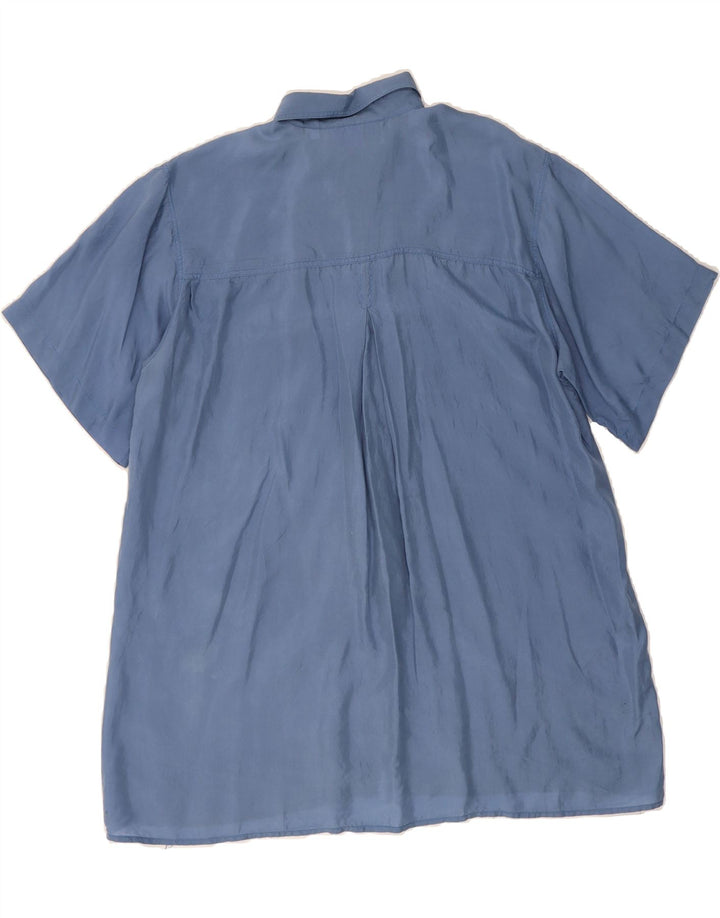 NEW FAST Mens Short Sleeve Shirt Size 39/40 Medium Blue Silk Vintage New Fast and Second-Hand New Fast from Messina Hembry 