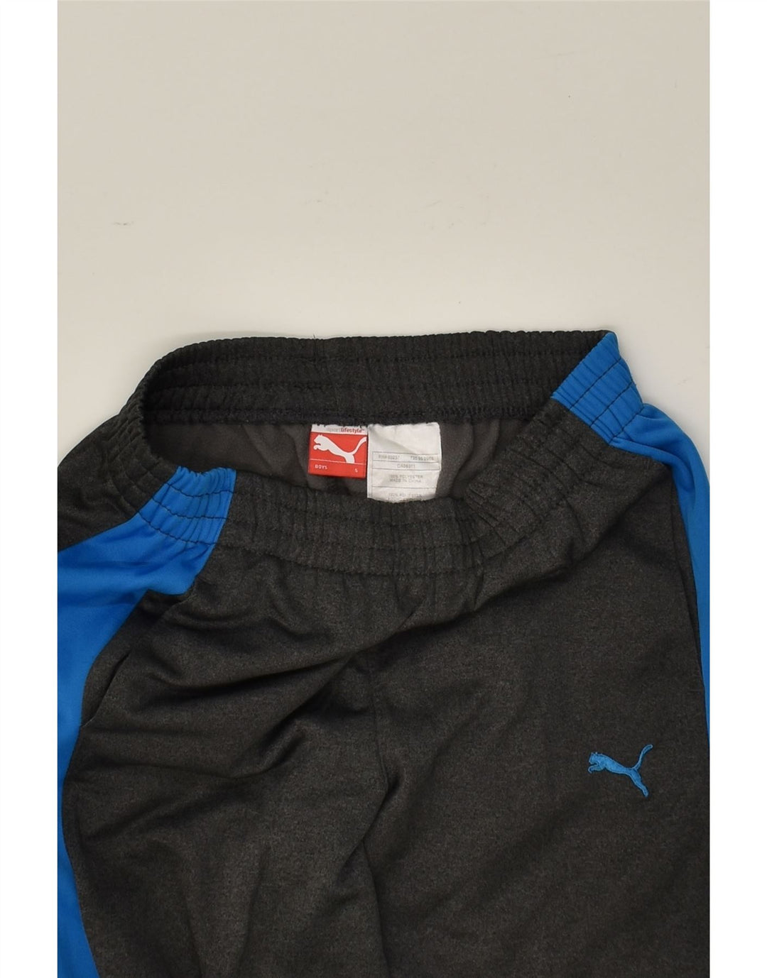 PUMA Boys Tracksuit Trousers 9-10 Years Small Grey Colourblock Polyester | Vintage Puma | Thrift | Second-Hand Puma | Used Clothing | Messina Hembry 