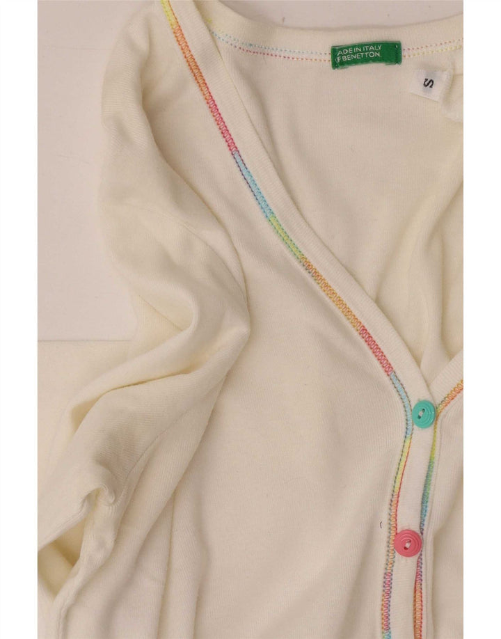 Benetton Damen Crop Cardigan Pullover UK 8 Small Weiß