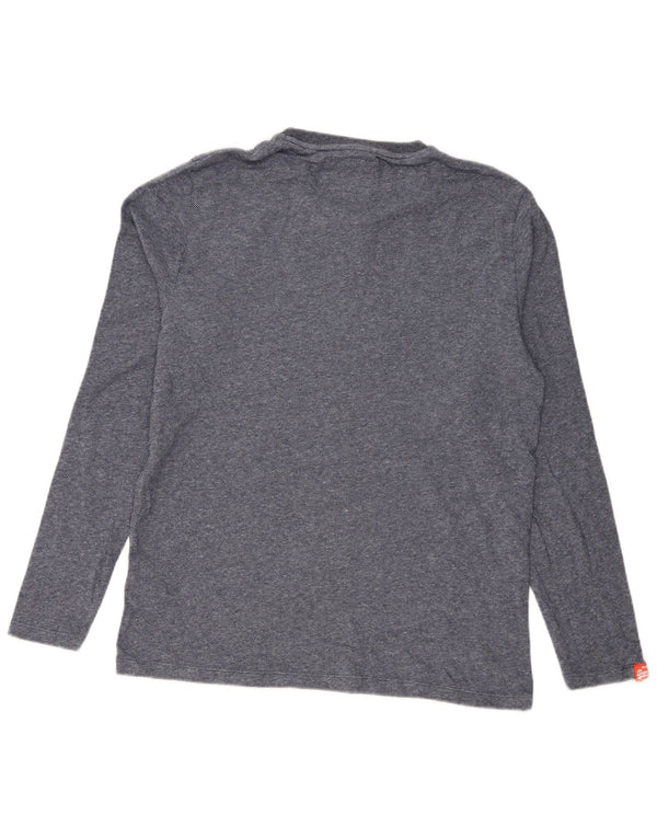 Superdry Herren-Oberteil, langärmelig, 2XL, marineblau gefleckte Baumwolle