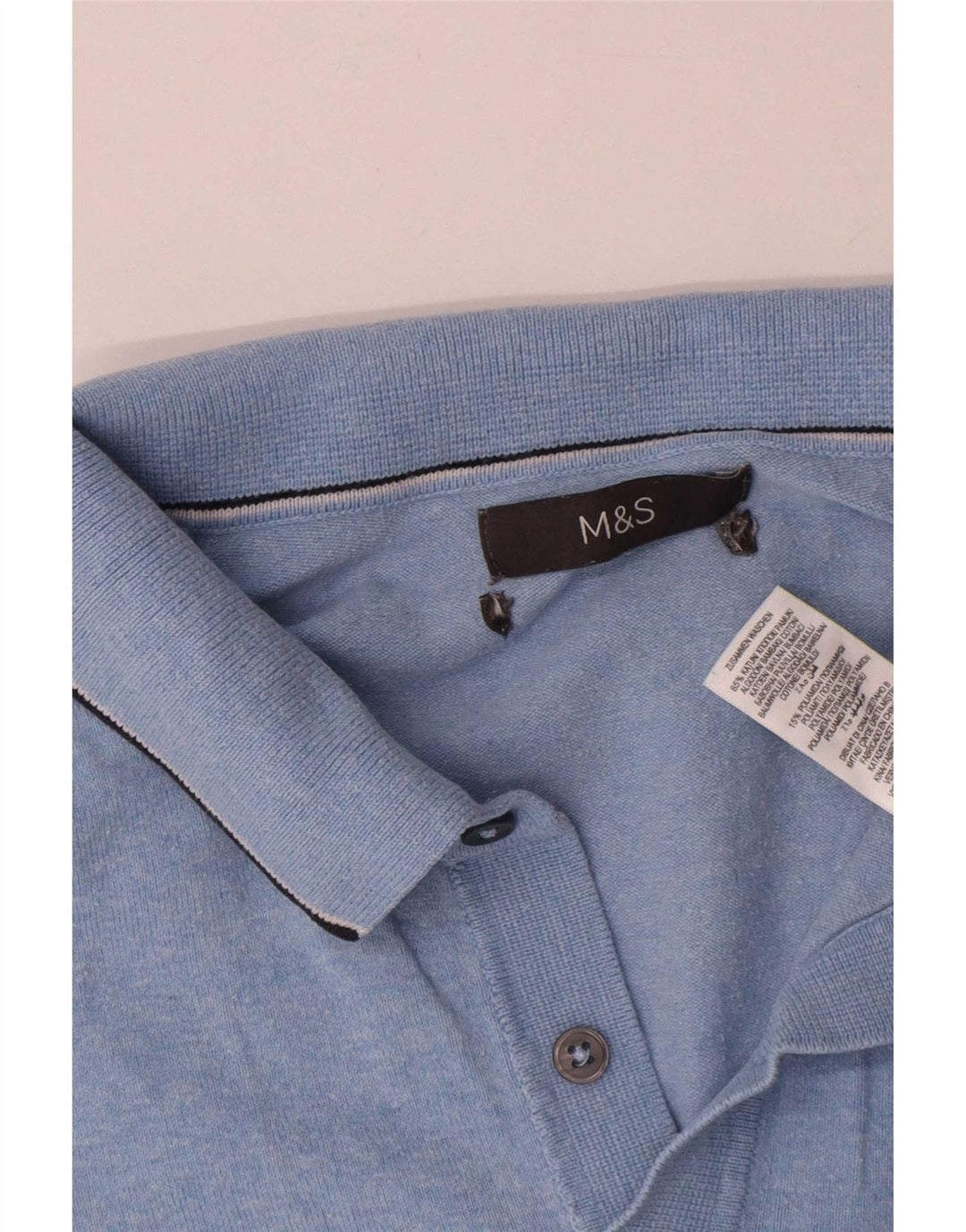 Marks & Spencer Herren-Poloshirt aus mittelblauer Baumwolle