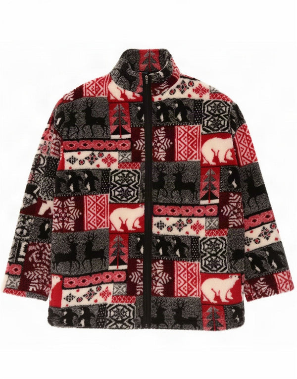 Dash Womens Oversized Fleece Jacket UK 16 Large Multicoloured Patchwork