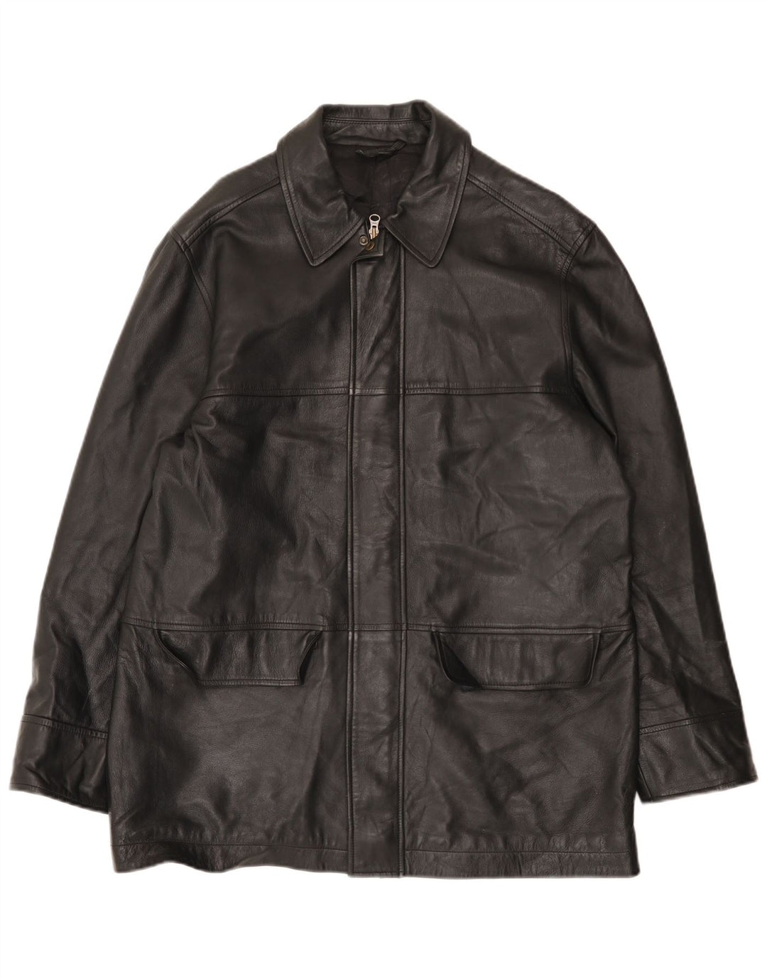 Marks & Spencer Herren Lederjacke UK 38 Mittelschwarzes Leder