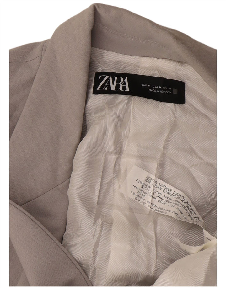 Zara Damen 1-Knopf-Blazerjacke UK 14 Mittelgraues Polyester