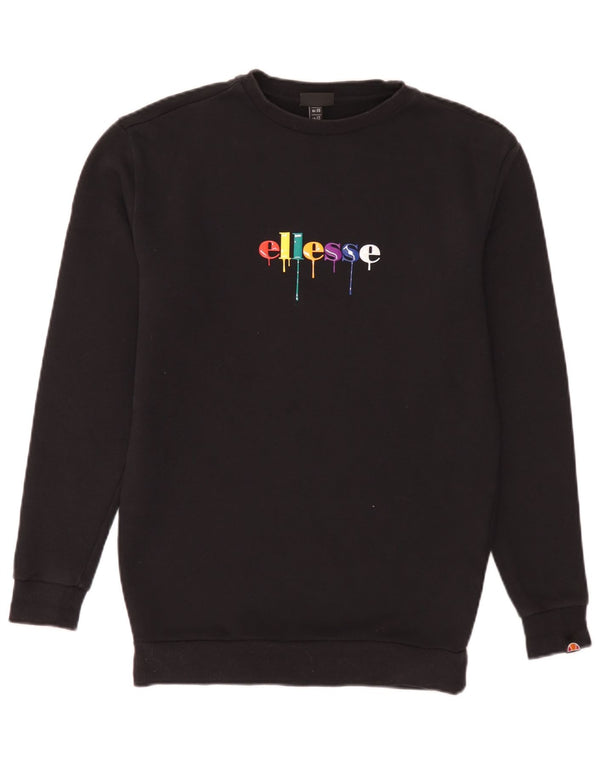 Ellesse Herren-Sweatshirt mit Grafik, XS, schwarze Baumwolle