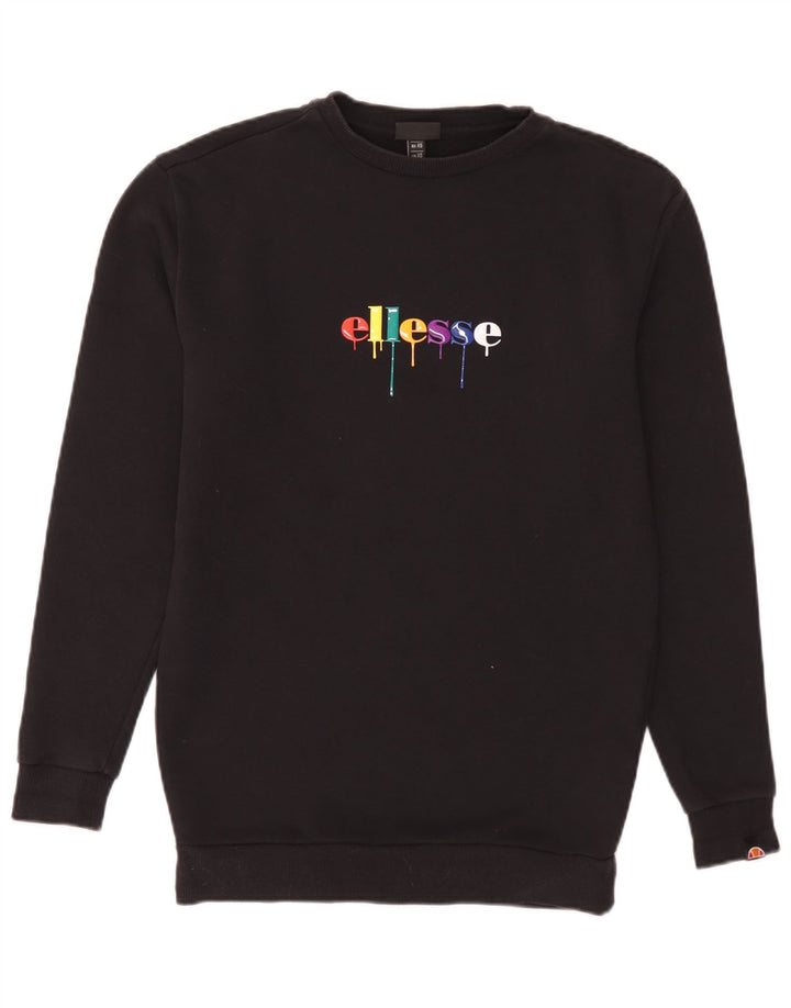 Ellesse Herren-Sweatshirt mit Grafik, XS, schwarze Baumwolle