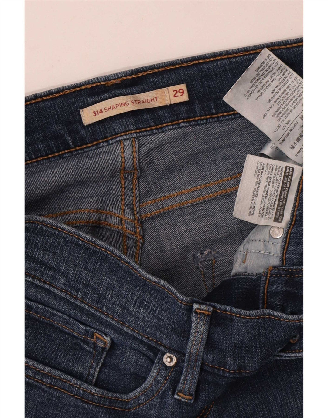 Levi's Damen 314 Shaping Straight Jeans W29 L30 Blaue Baumwolle