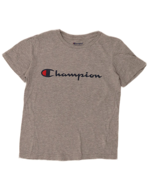 Champion T-Shirt-Oberteil für Mädchen mit Grafik, 9–10 Jahre, mittelgrau gesprenkelte Baumwolle