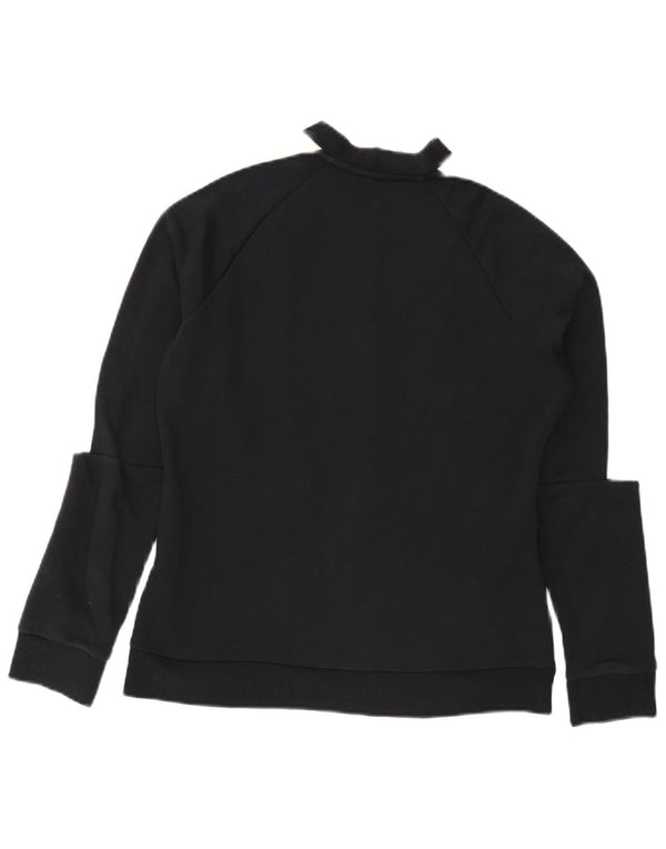 Puma Damen-Trainingsanzug-Oberteiljacke UK 14 Mittelschwarze Colourblock-Baumwolle