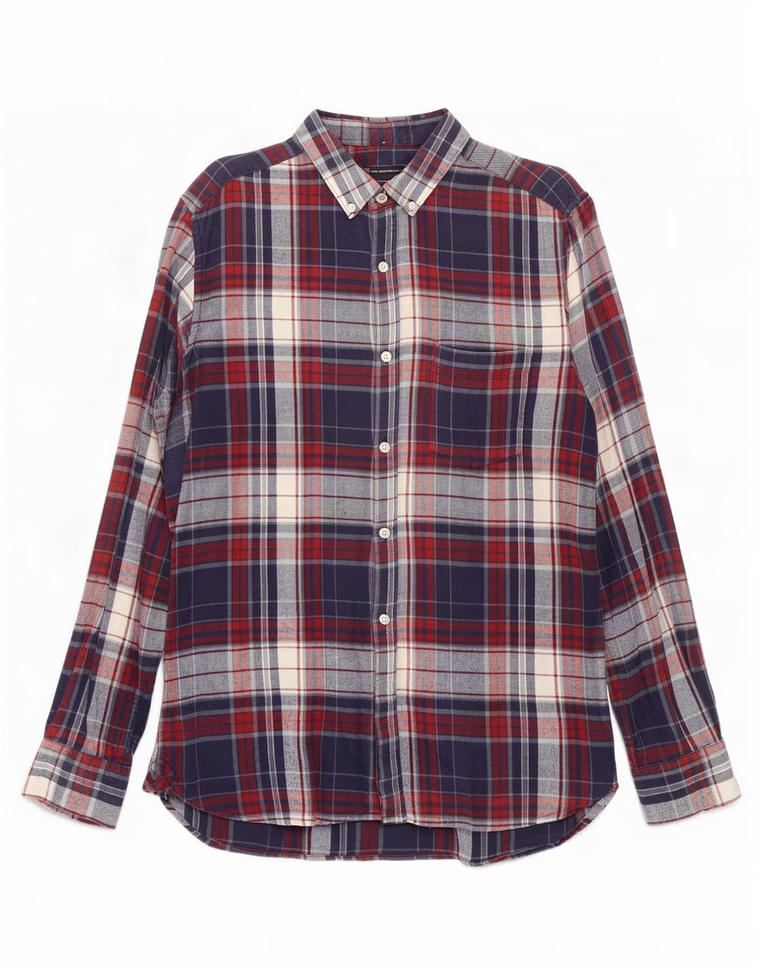 French Connection Herren-Flanellhemd, mittelblau, kariert, Baumwolle