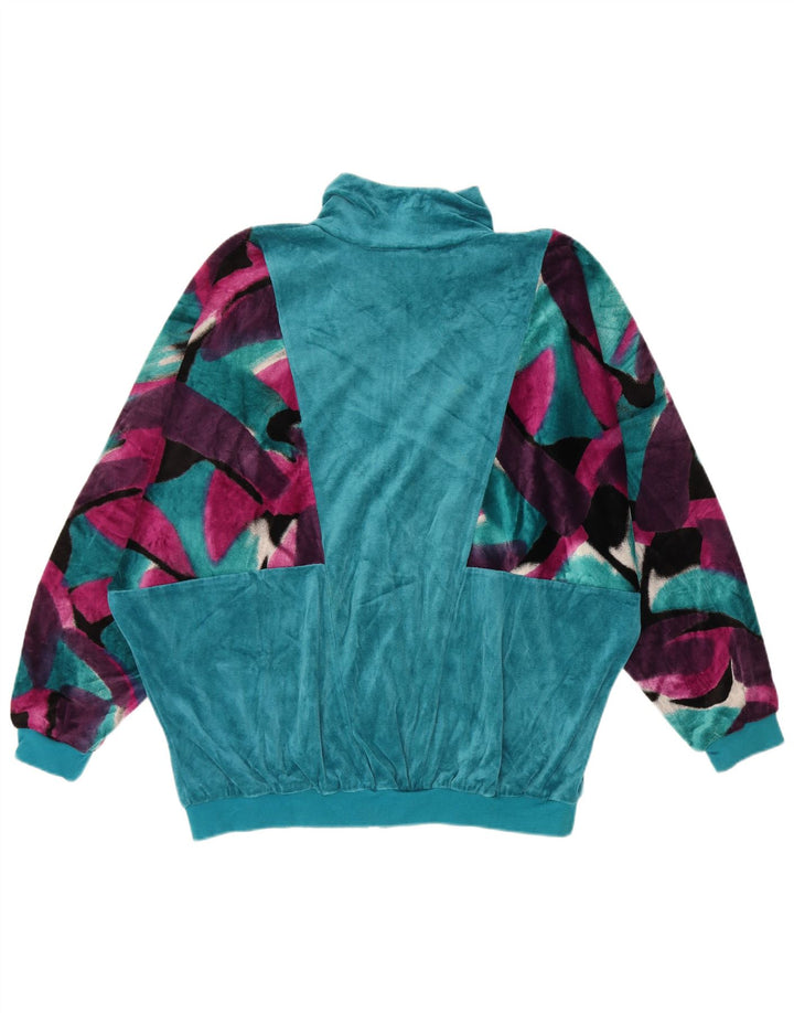 Schneider Damen Velours-Trainingsoberteil, Jacke IT 44, mittelblau, geometrisch