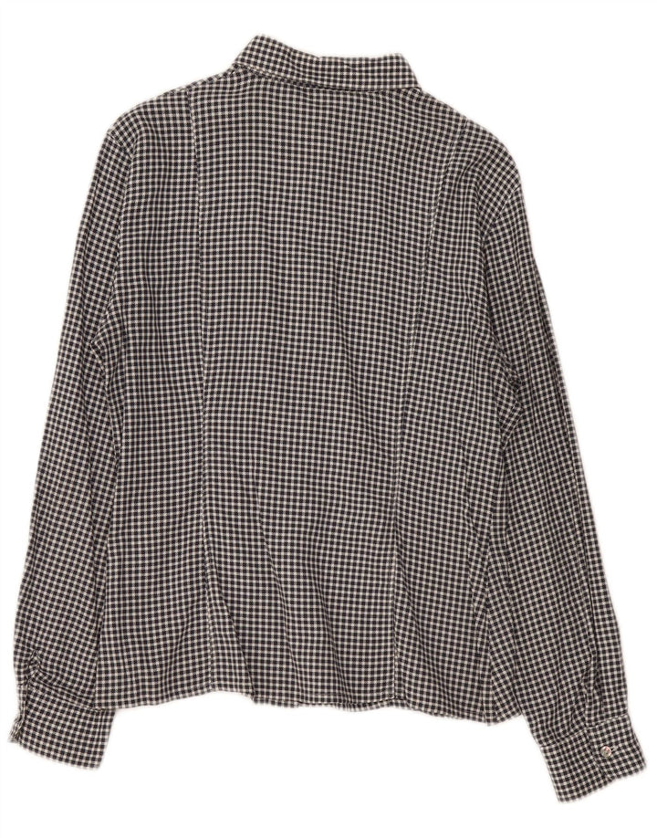 Vintage Damenhemd IT 46 Große schwarze Gingham-Baumwolle