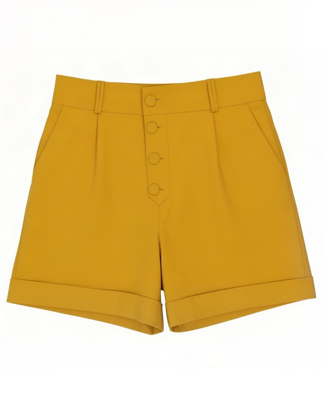Zara Damen-Chinoshorts mit hoher Taille, mittelgroß, W28, gelbes Polyester