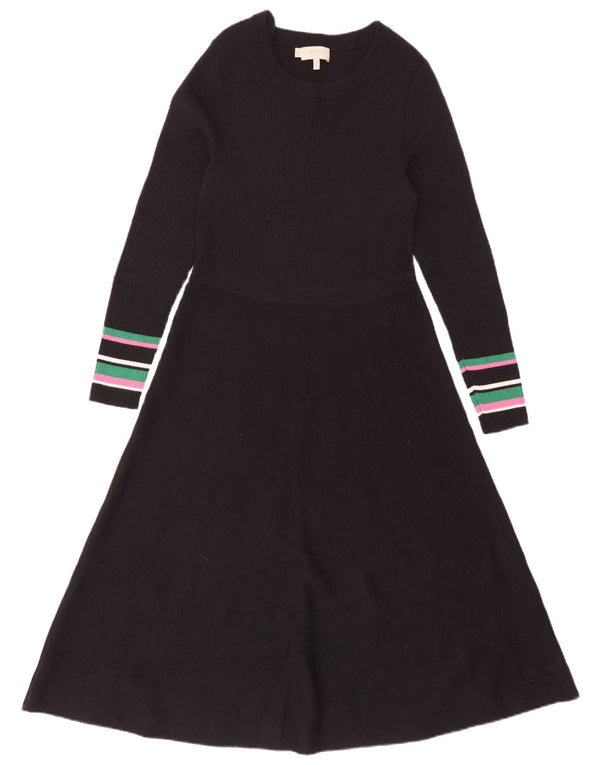 Hobbs Langarm-Pulloverkleid für Damen, UK 46, Größe L, schwarz gestreift, Merinowolle
