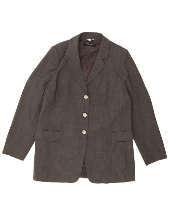 Marina Rinaldi Damen-Blazerjacke mit 3 Knöpfen, Größe 25, großes graues Polyester