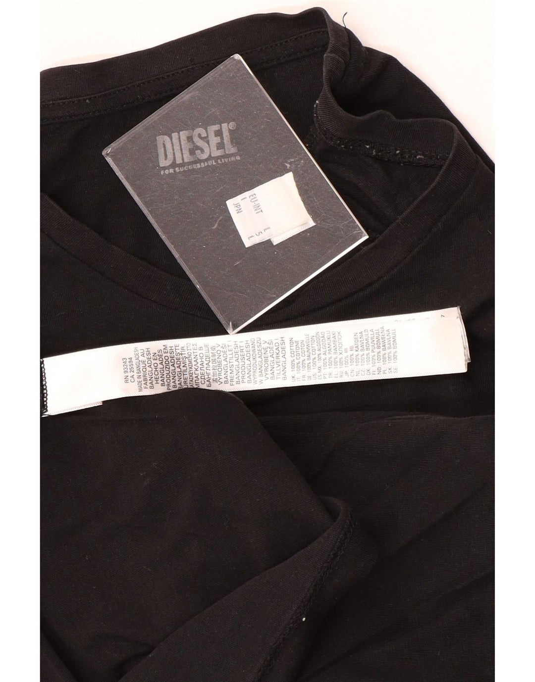 Diesel Herren T-Shirt Top Large Schwarz Baumwolle